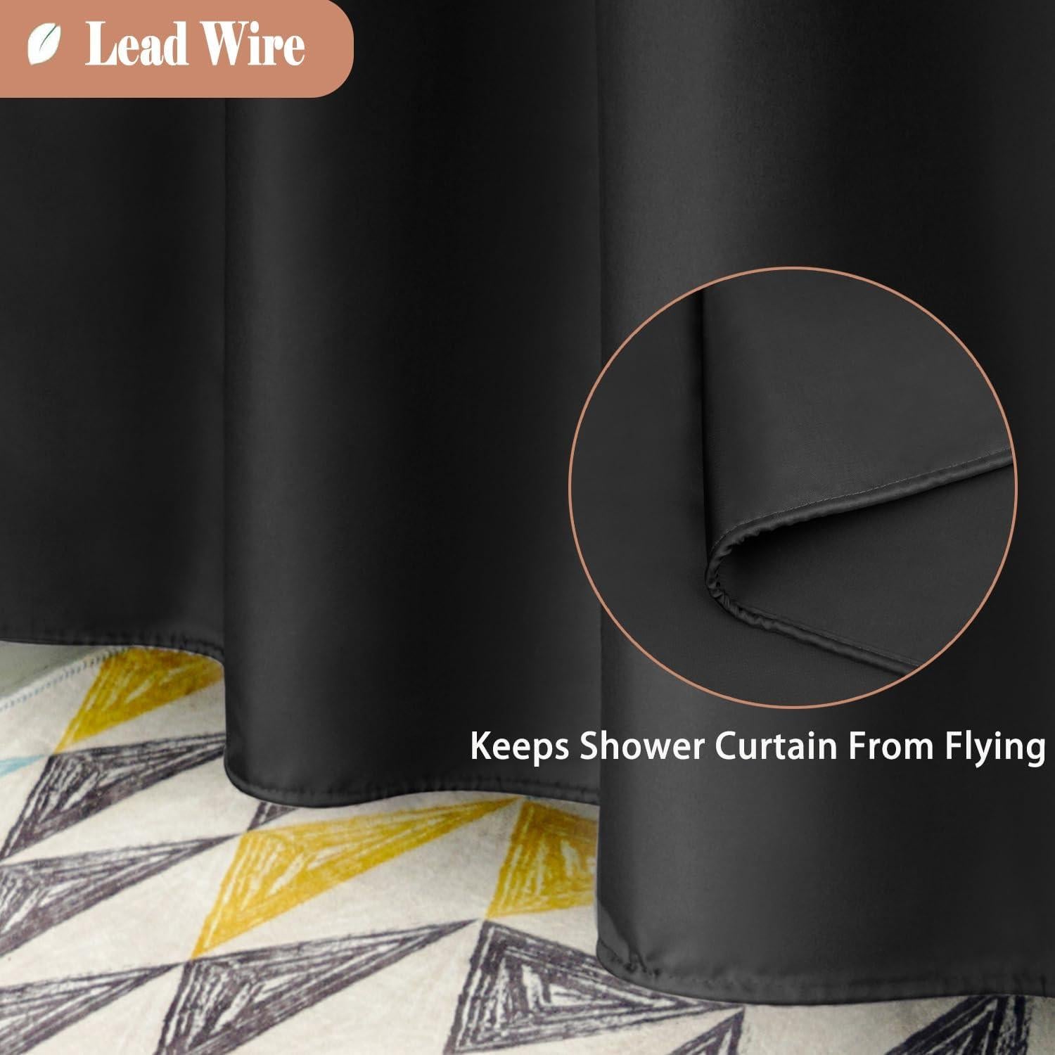 Cortina de Ducha UFRIDAY Negra y Blanca 122x183 cm Lavable