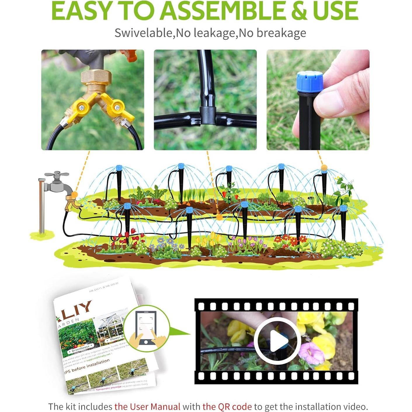 Kit de Riego por Goteo HIRALIY 15m Automático para Jardín