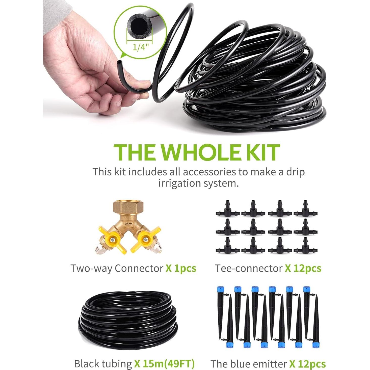 Kit de Riego por Goteo HIRALIY 15m Automático para Jardín