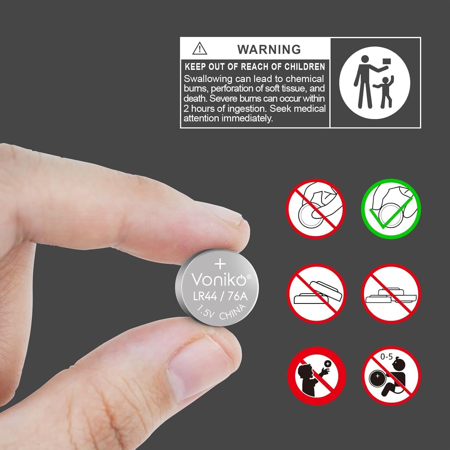 Baterías Voniko LR44 Alcalina 20 Piezas 1.5V para Juguetes