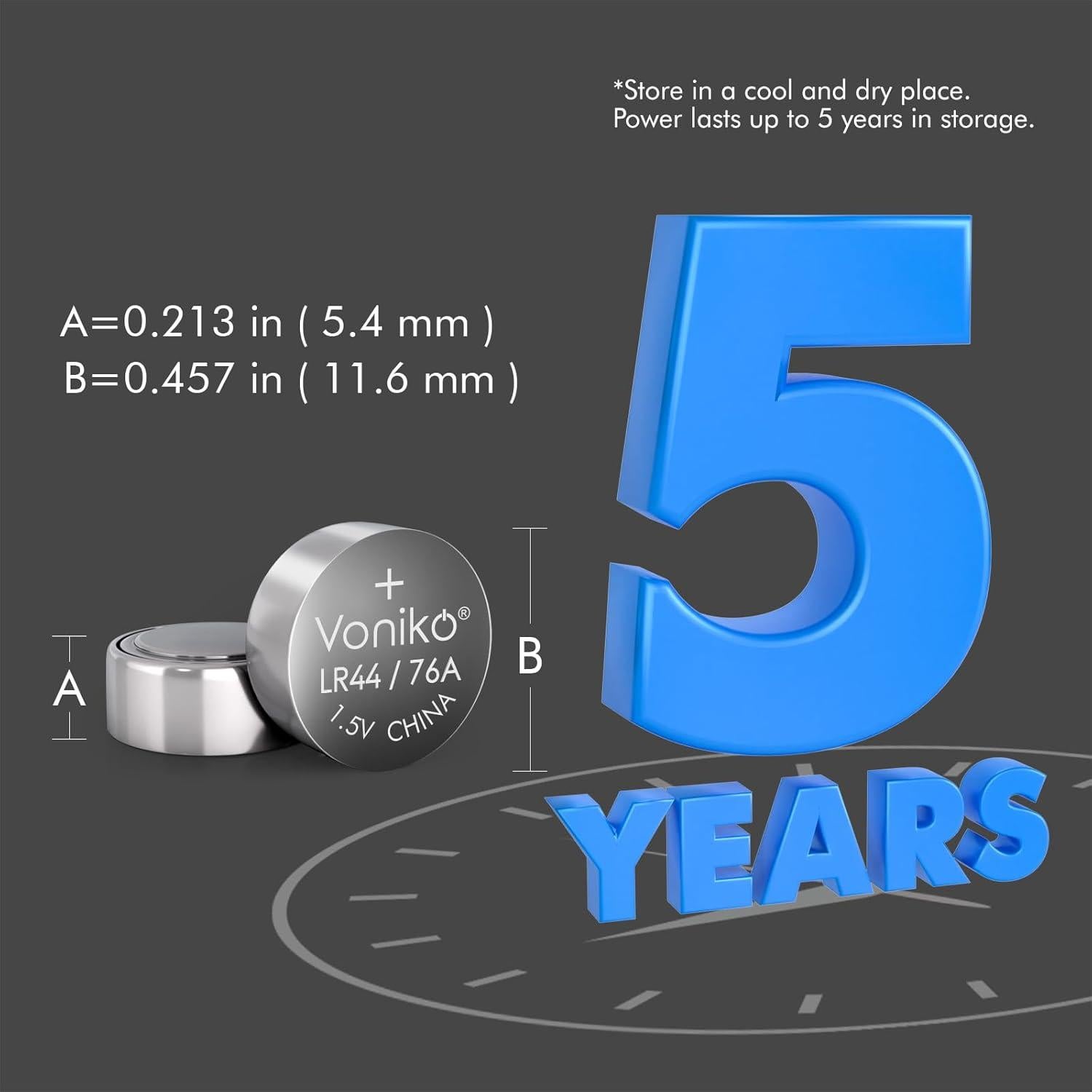 Baterías Voniko LR44 Alcalina 20 Piezas 1.5V para Juguetes