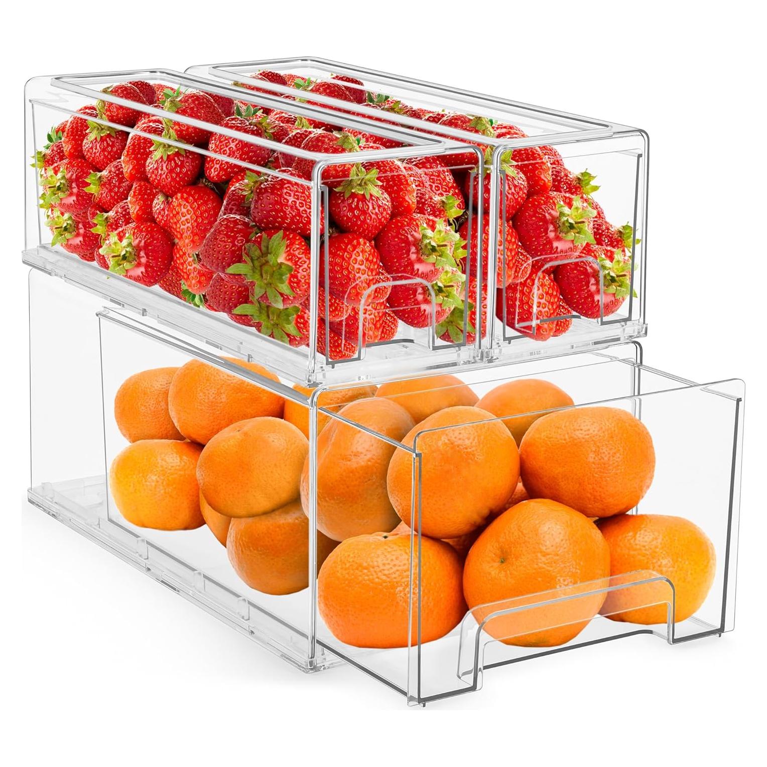 Cajones de Refrigerador Sorbus - 3 Organizadores Apilables Transparentes
