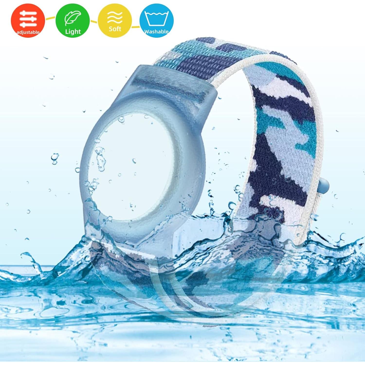 Pulsera Ajustable Nylon Camo para AirTag Qonuiy - Azul