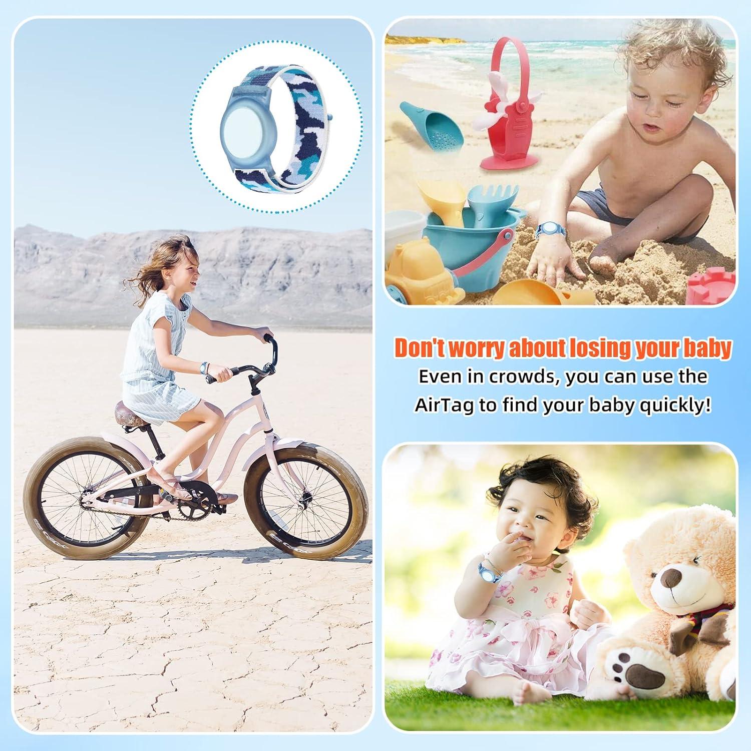 Pulsera Ajustable Nylon Camo para AirTag Qonuiy - Azul