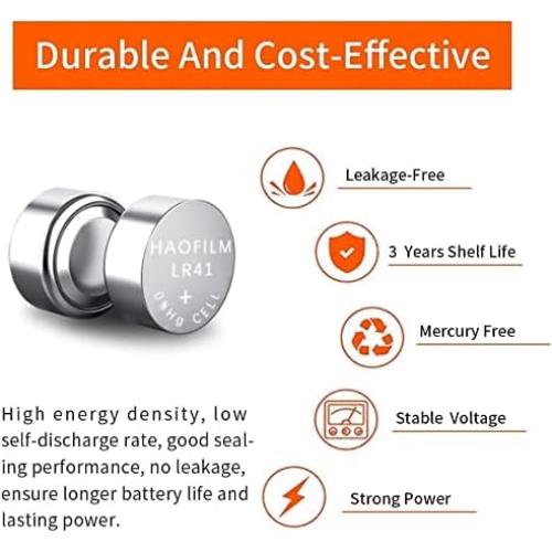 Batería Alcalina HAOFILM LR41 1.5V Paquete de 10
