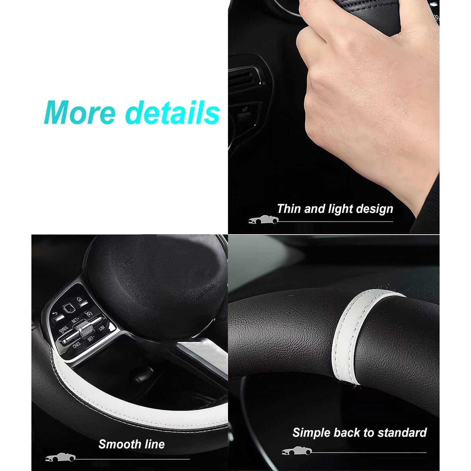 Cubierta de Volante Antideslizante de Cuero Nappa para Ford