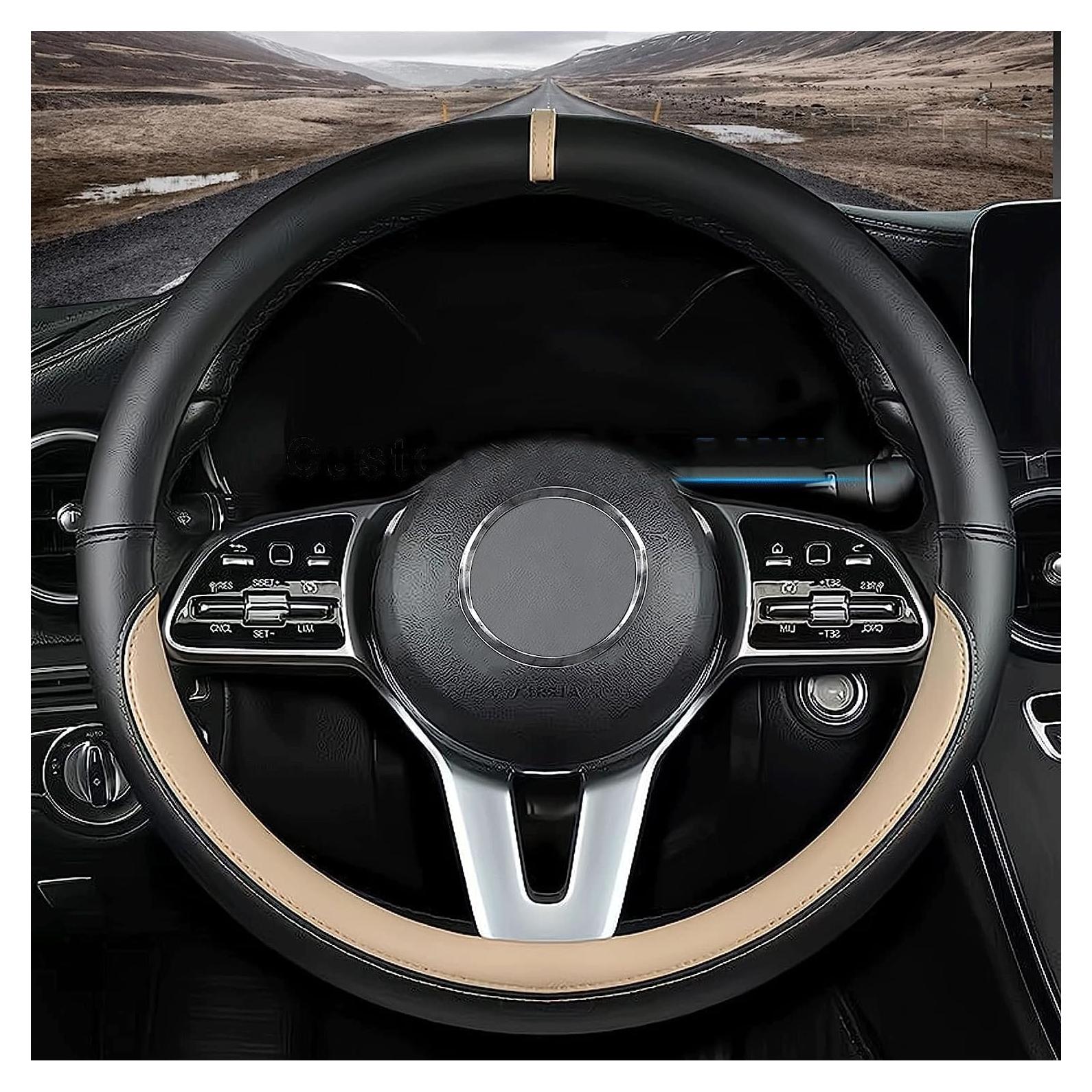 Cubierta de Volante de Cuero Nappa Beige para BMW - Antideslizante