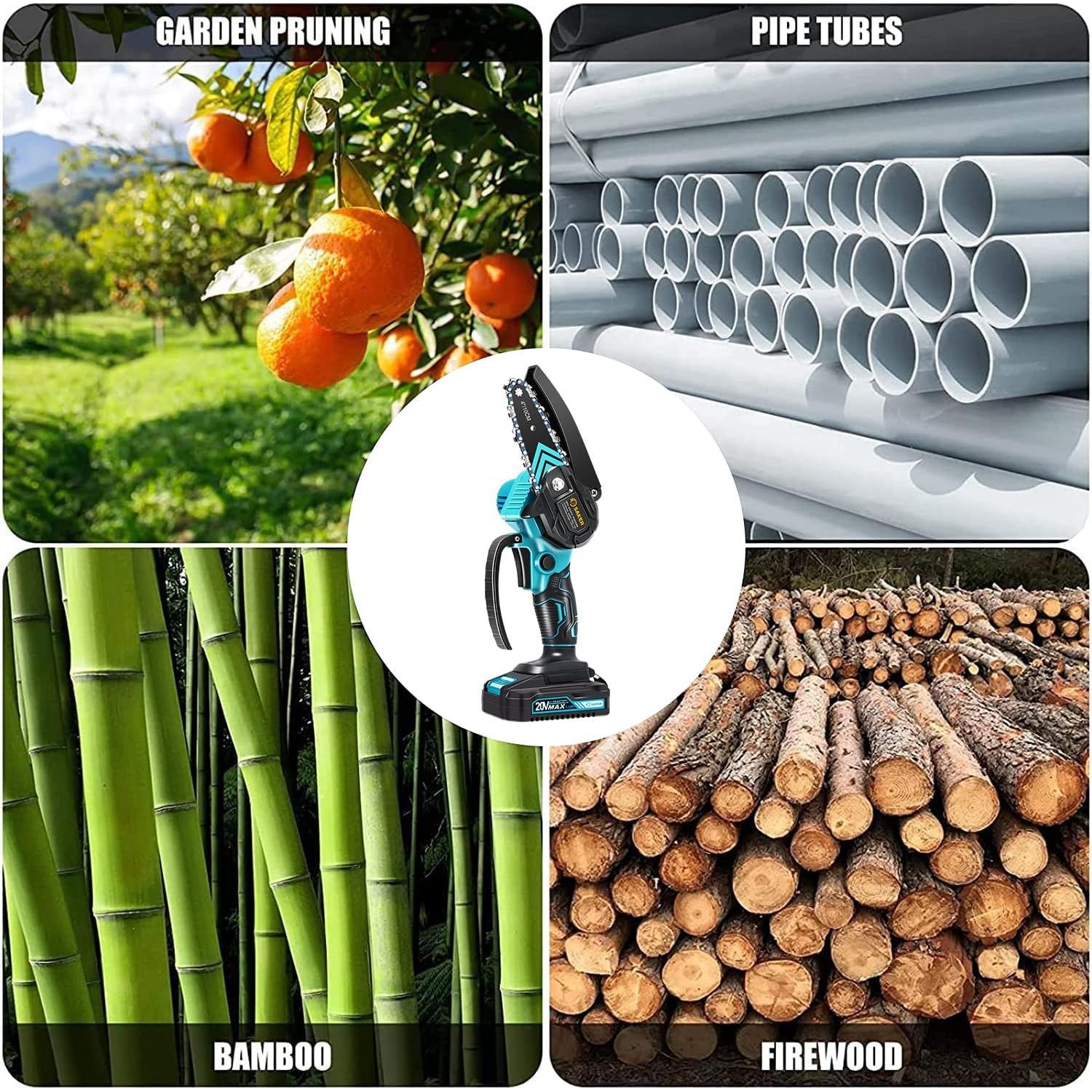 Motosierra Mini Saker 20V Inalámbrica 1.1 kg para Jardín