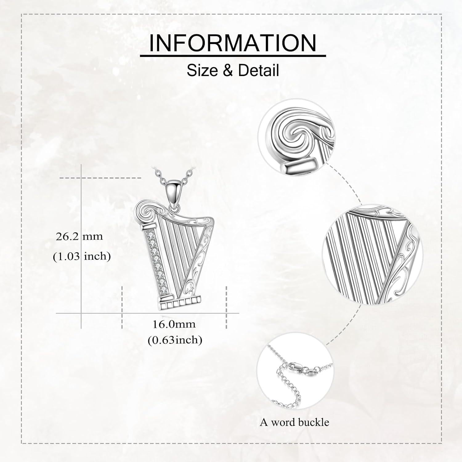 Collar de Arpa URONE 925 Plata Esterlina Joyería Mujer