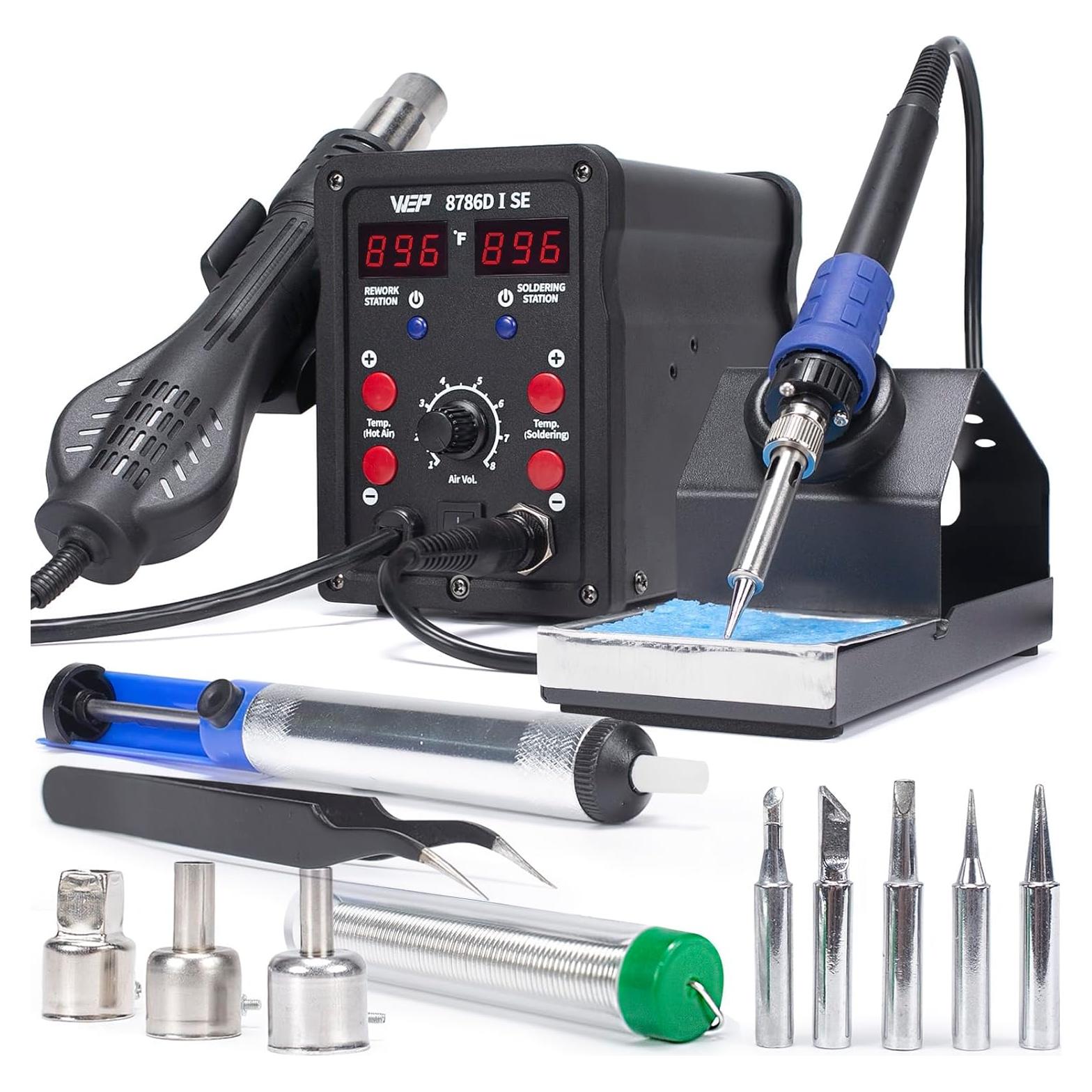 Estación de Soldadura WEP 8786D-I 2-en-1 con Kit Completo