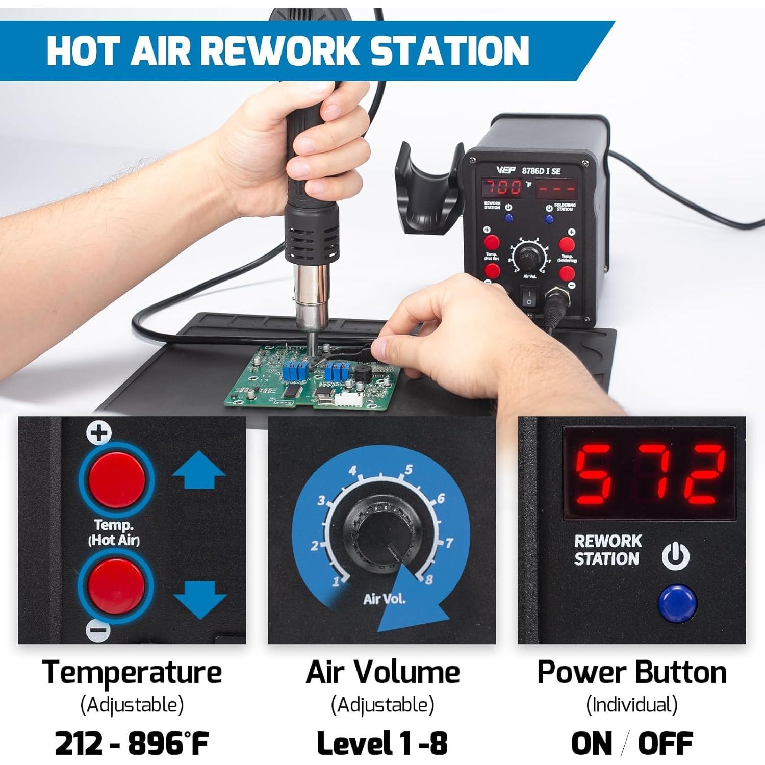 Estación de Soldadura WEP 8786D-I 2-en-1 con Kit Completo