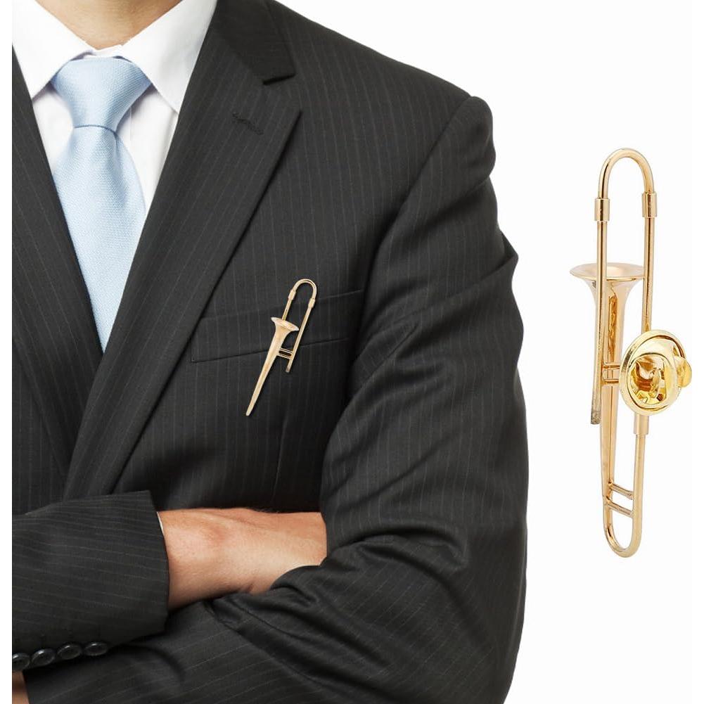 Pin de solapa musical Joyzan saxofón dorado 3.5x1.3 cm