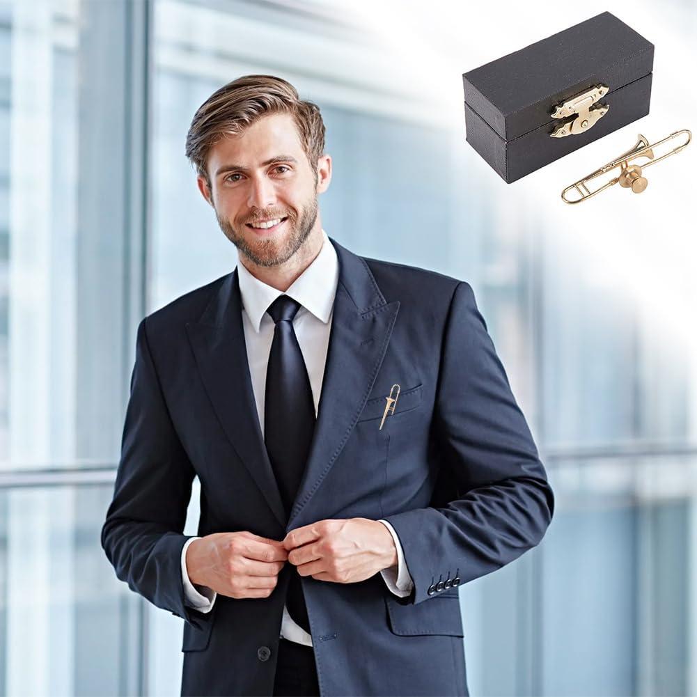 Pin de solapa musical Joyzan saxofón dorado 3.5x1.3 cm