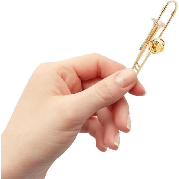 Pin de solapa musical Joyzan saxofón dorado 3.5x1.3 cm