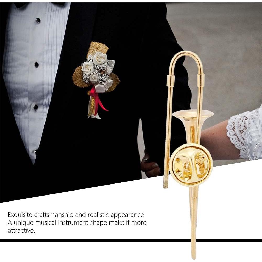 Pin de solapa musical Joyzan saxofón dorado 3.5x1.3 cm