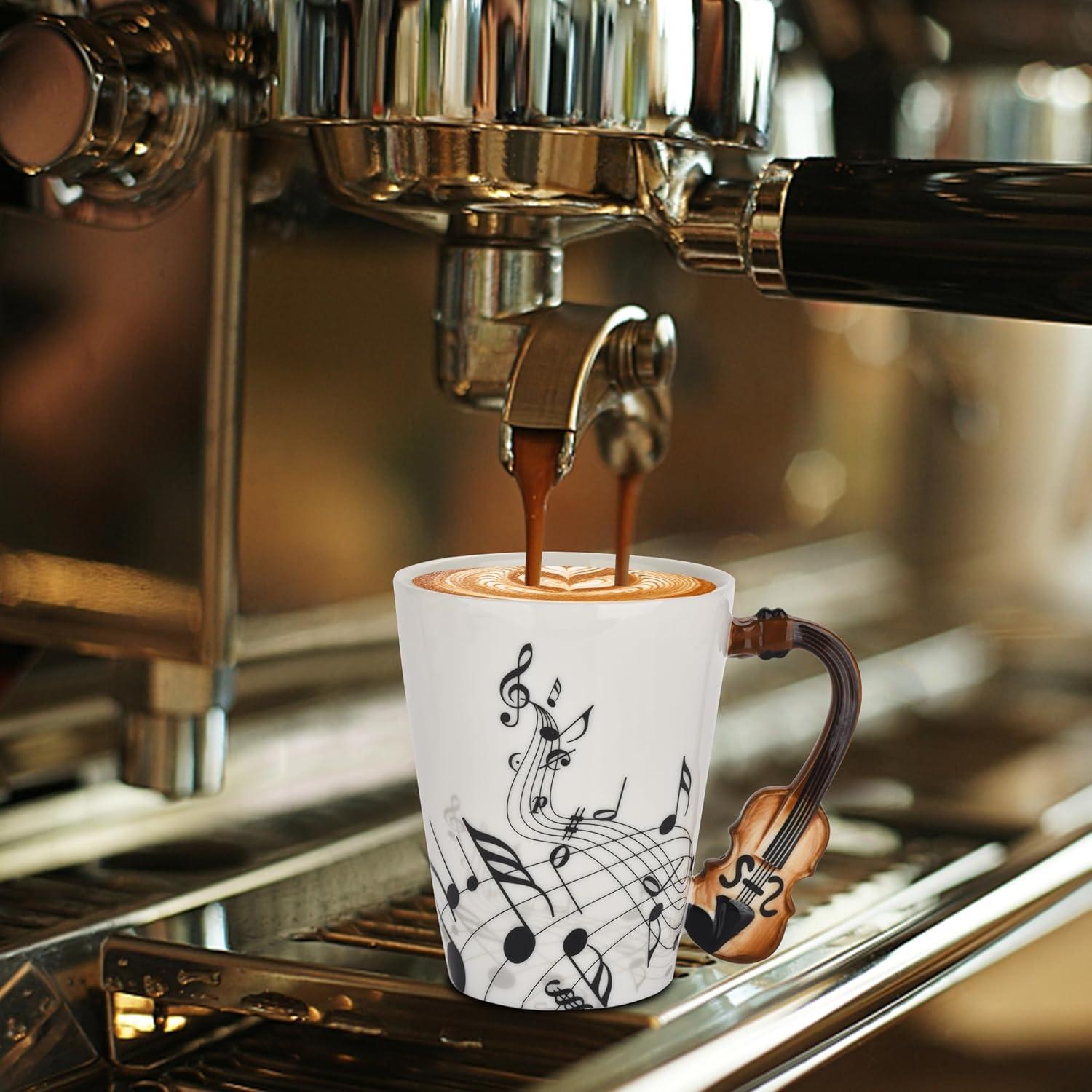 Taza de Cerámica Musical BUYNEED con Tapa y Cuchara