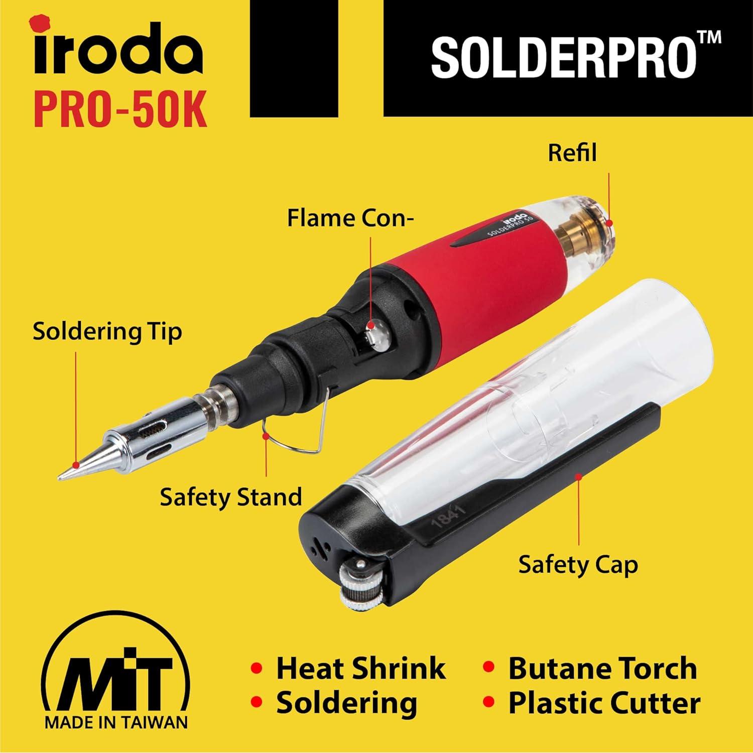 Kit Soldador Butano Iroda SolderPro 50K 4 en 1 30-70W