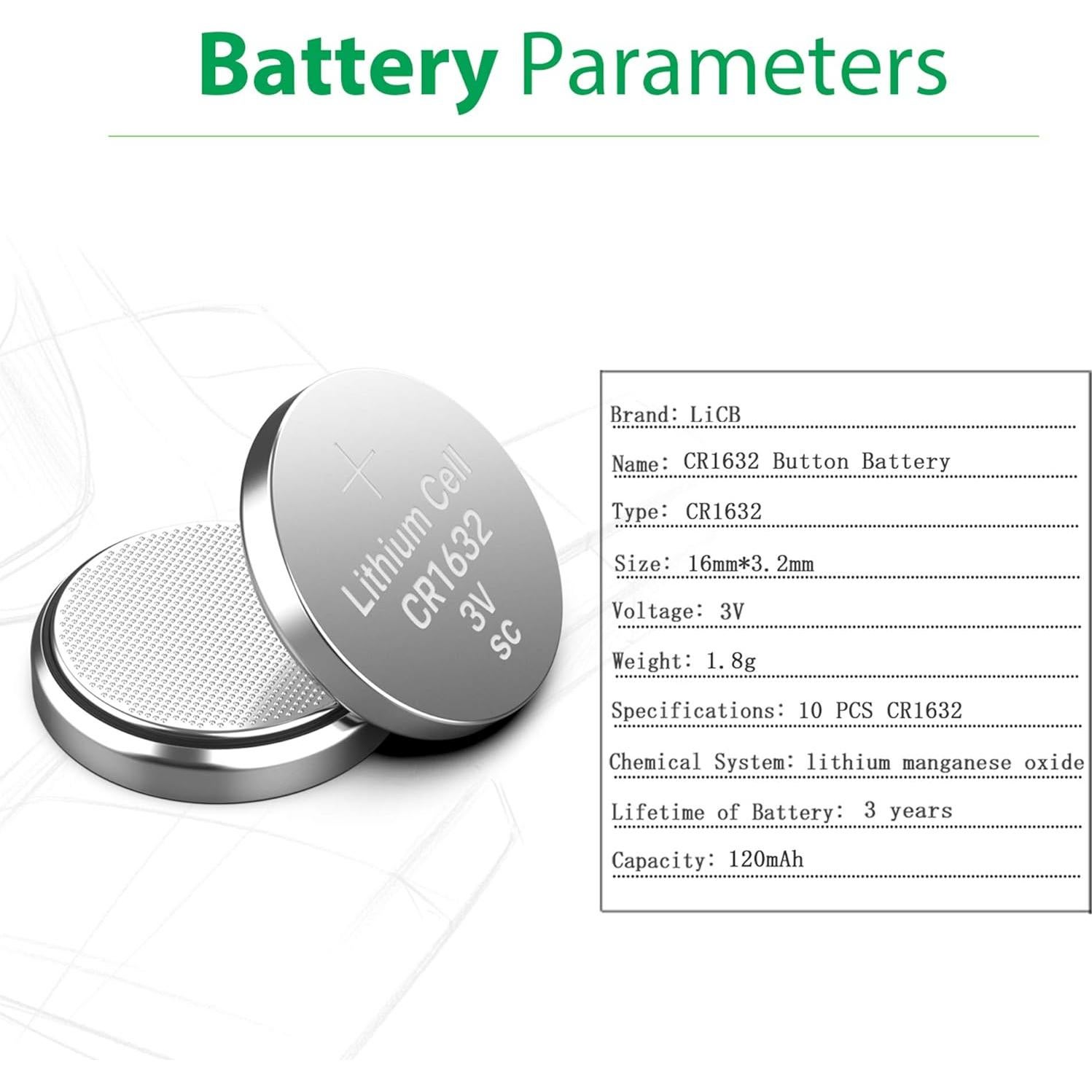 Baterías de Litio CR1632 LiCB Paquete de 10 Unidades 3V