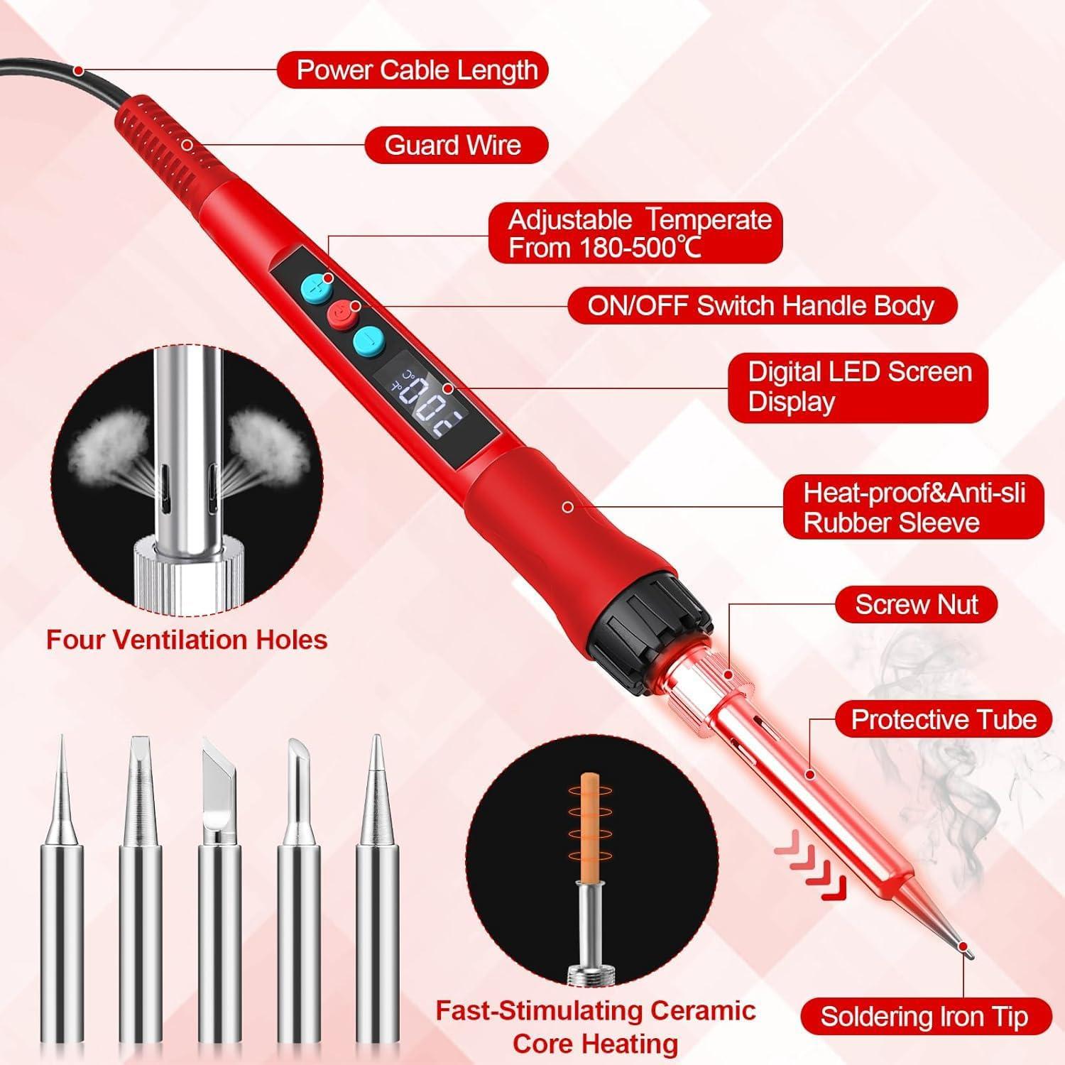 Kit de Soldador Q-MING 100W Digital LED Temperatura Ajustable