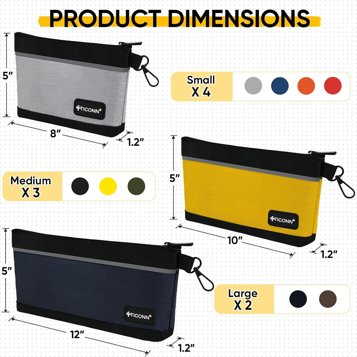 Bolsas de Herramientas TICONN Paquete de 9 Impermeables