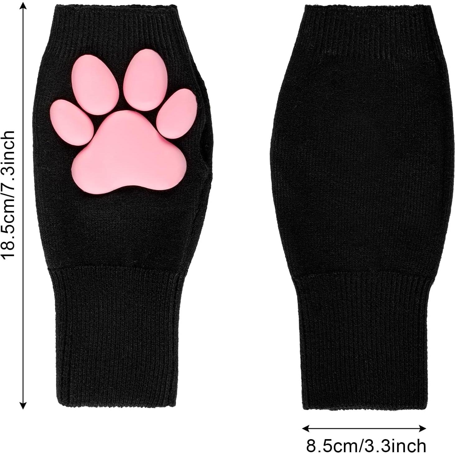 Mitones de Gato Nydotd Rosa 3D para Cosplay Sin Dedos