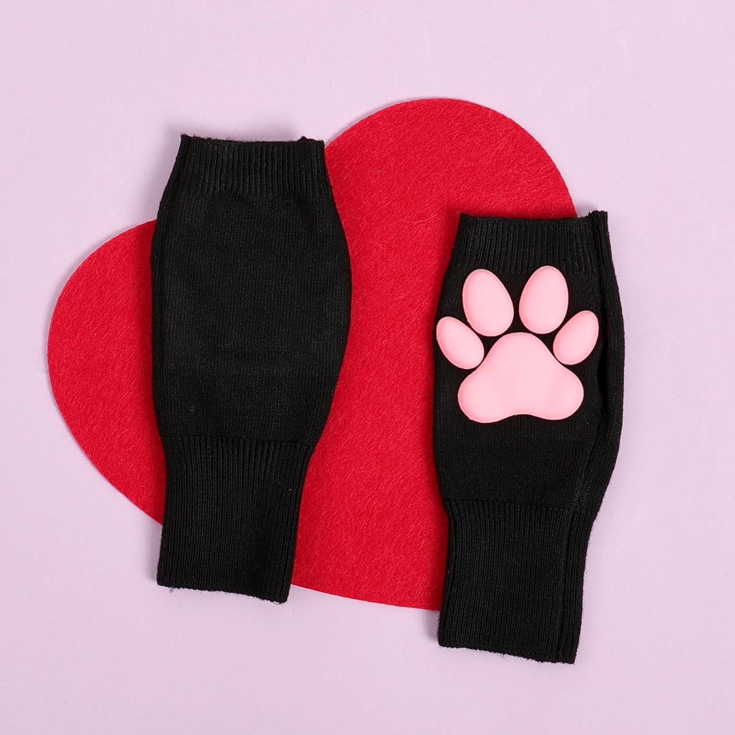 Mitones de Gato Nydotd Rosa 3D para Cosplay Sin Dedos