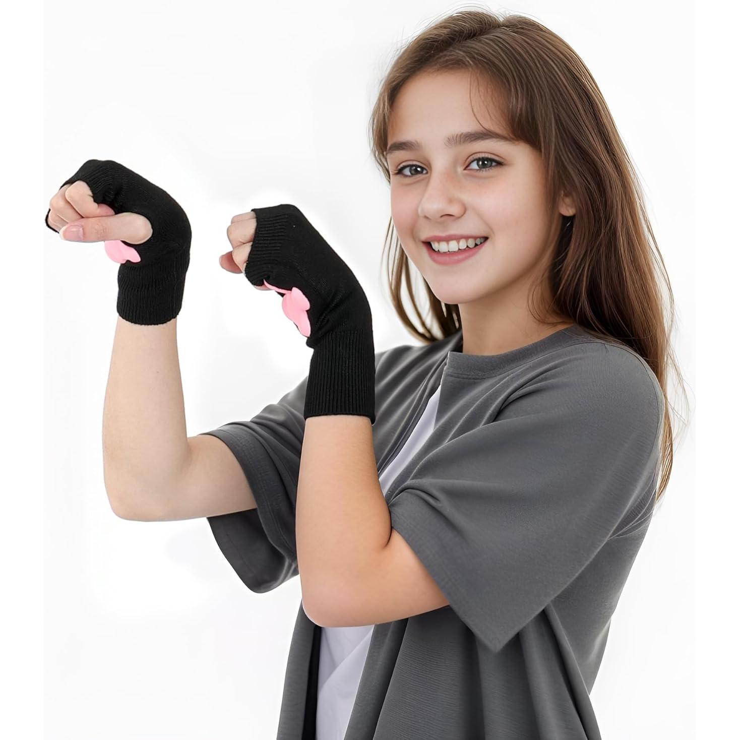 Mitones de Gato Nydotd Rosa 3D para Cosplay Sin Dedos