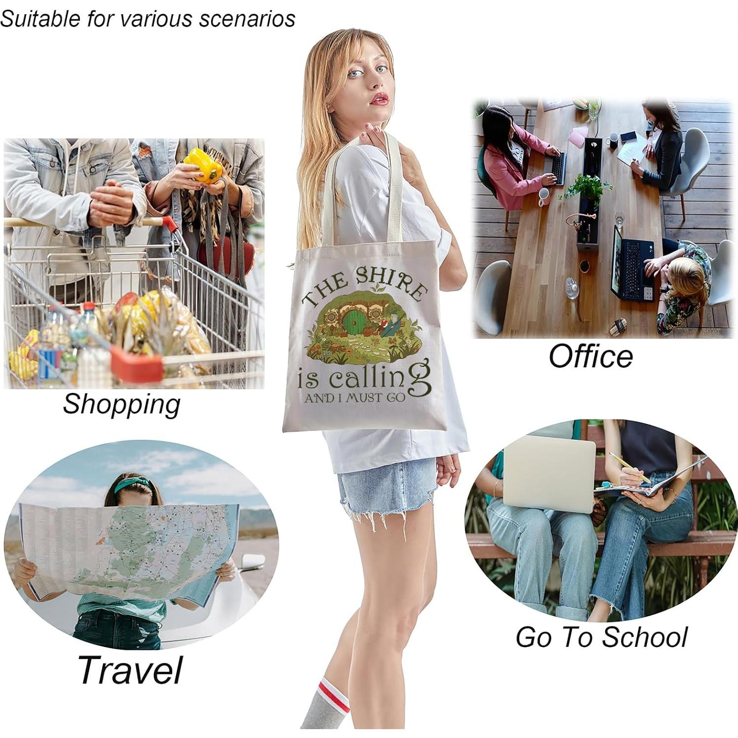 Bolsa Tote Shire LOTR para Compras y Uso Diario