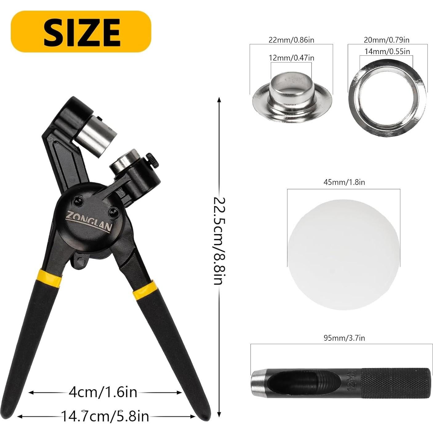Kit de Herramientas para Ojetes ZONGLAM 300 Ojetes 12mm