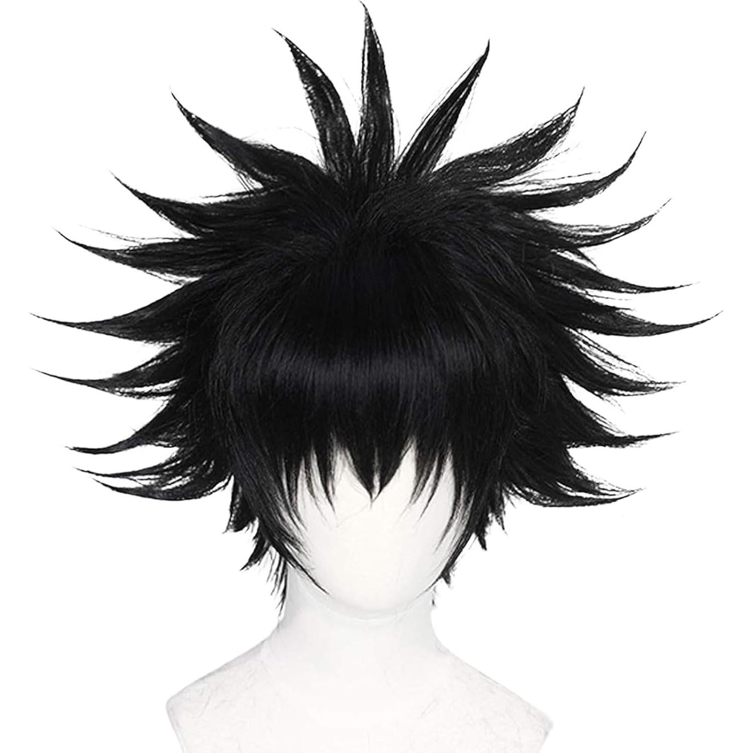 Peluca Corta Negra JoneTing + Gorro Ajustable para Cosplay