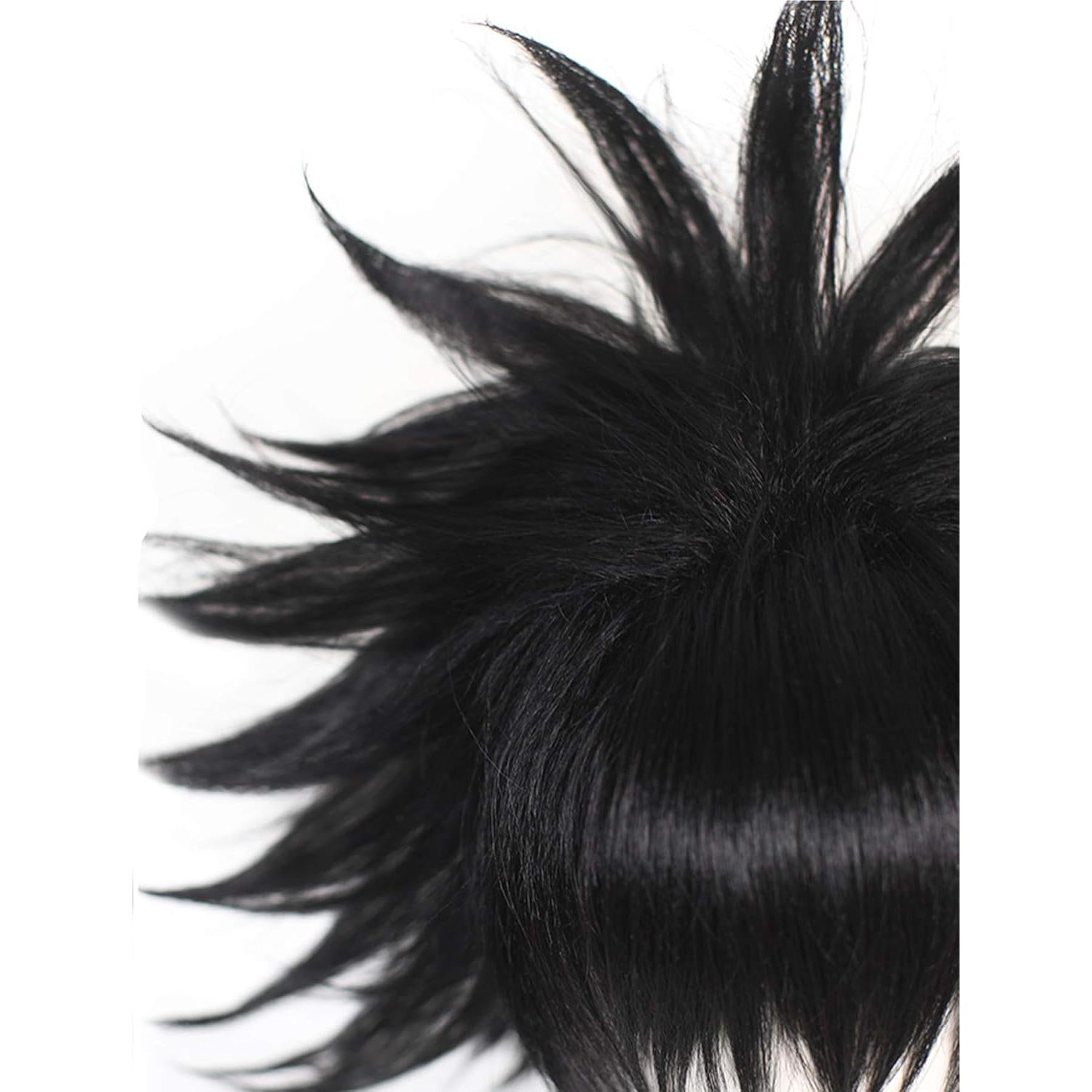 Peluca Corta Negra JoneTing + Gorro Ajustable para Cosplay