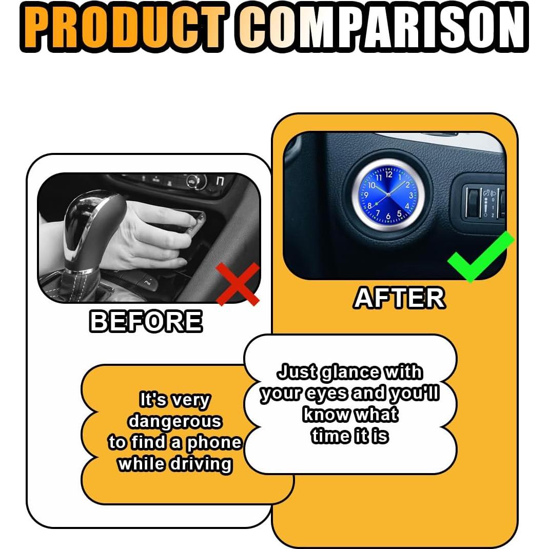 Reloj de Cuarzo para Coche GLSOWEE Luminiscente 4.01cm