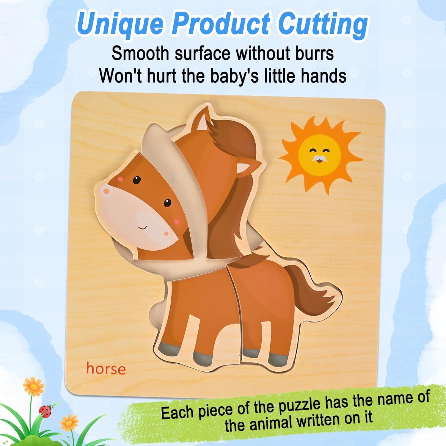 Rompecabezas de Madera Faburo 8 Piezas Animales Granja 14.7cm