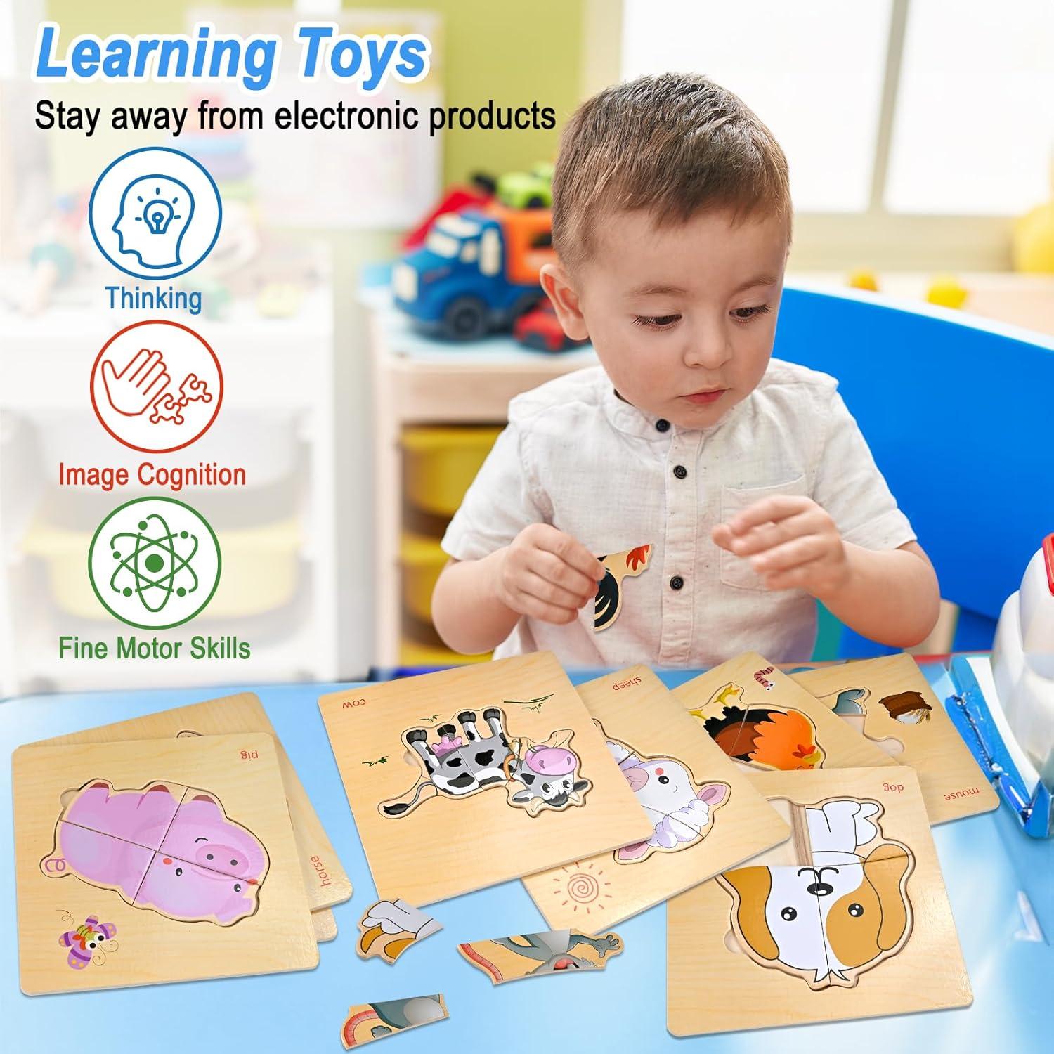 Rompecabezas de Madera Faburo 8 Piezas Animales Granja 14.7cm