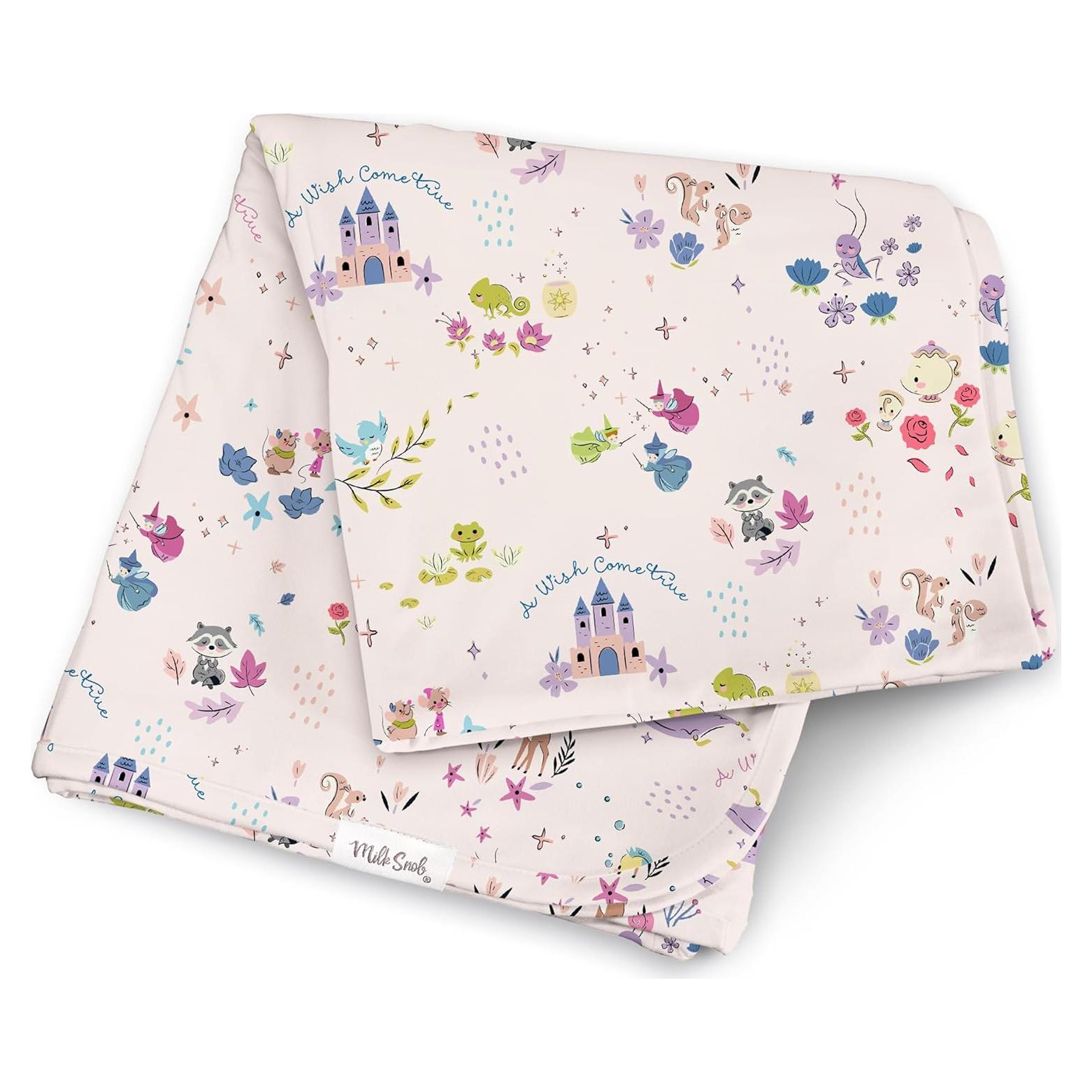 Milk Snob Disney A Wish Come True Baby Boy/Girl Swaddle Blanket, Soft Receiving, Security and Play, Toddler Infant NewbornBedding, Baby Shower, Baby Registry Gender Neutral Gift, 34 * 34 inches