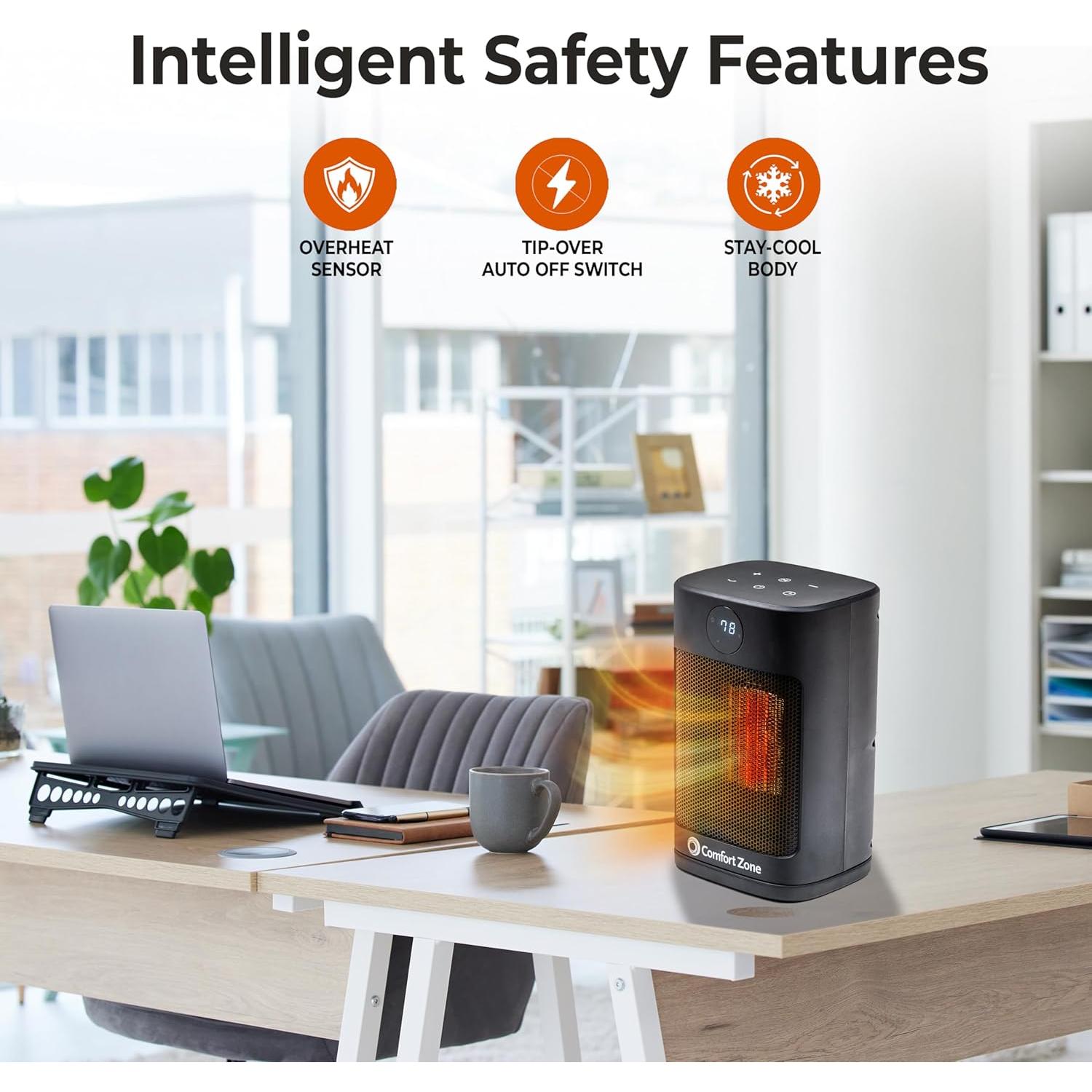 Calentador Eléctrico Portátil Comfort Zone CZ12829 Negro 1500W