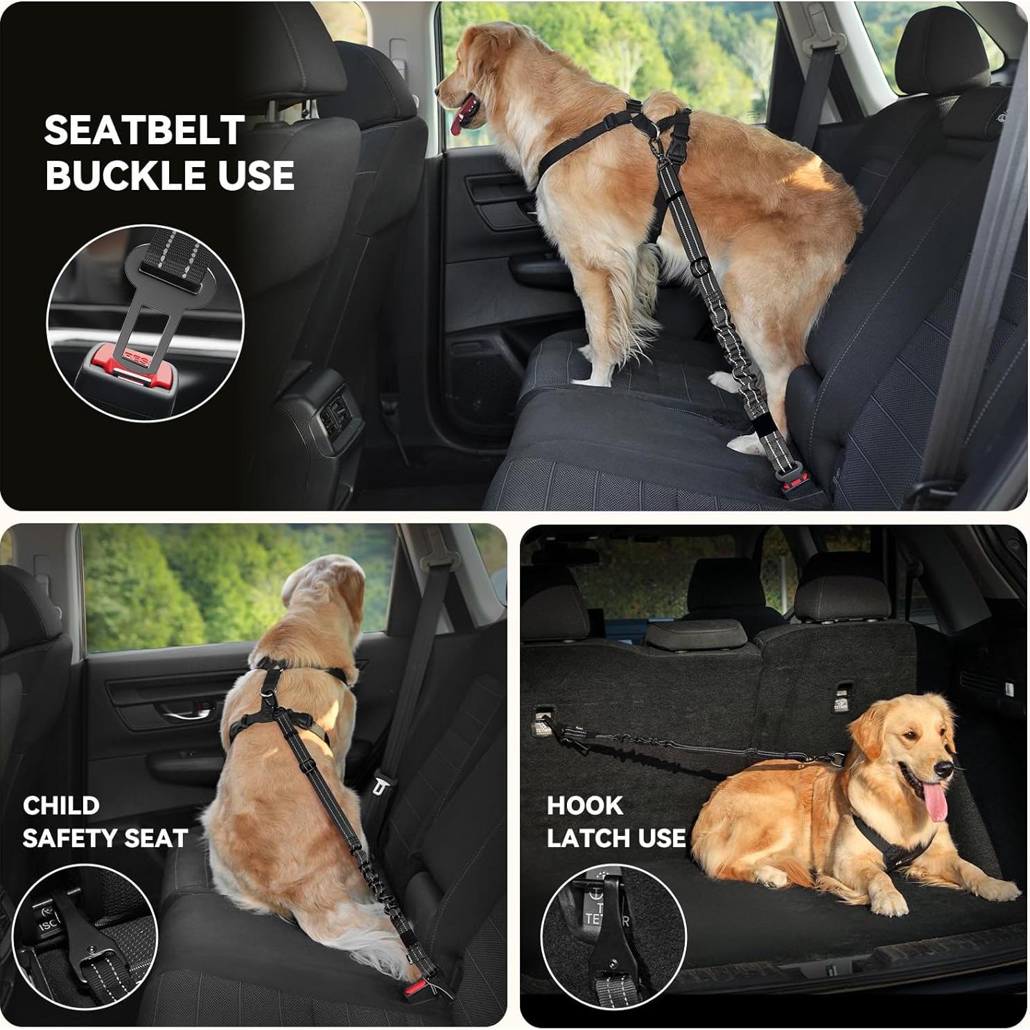 Cinturón de Seguridad para Perros Pawaboo 3-en-1 Ajustable