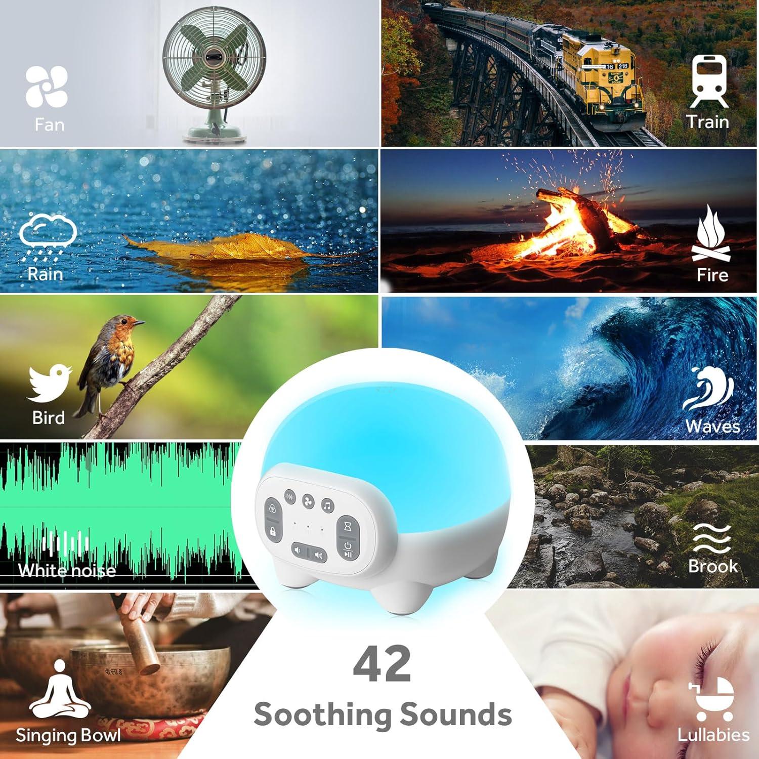 Máquina de Sonido KIOZZIK con Luz Nocturna 42 Sonidos 12x12 cm