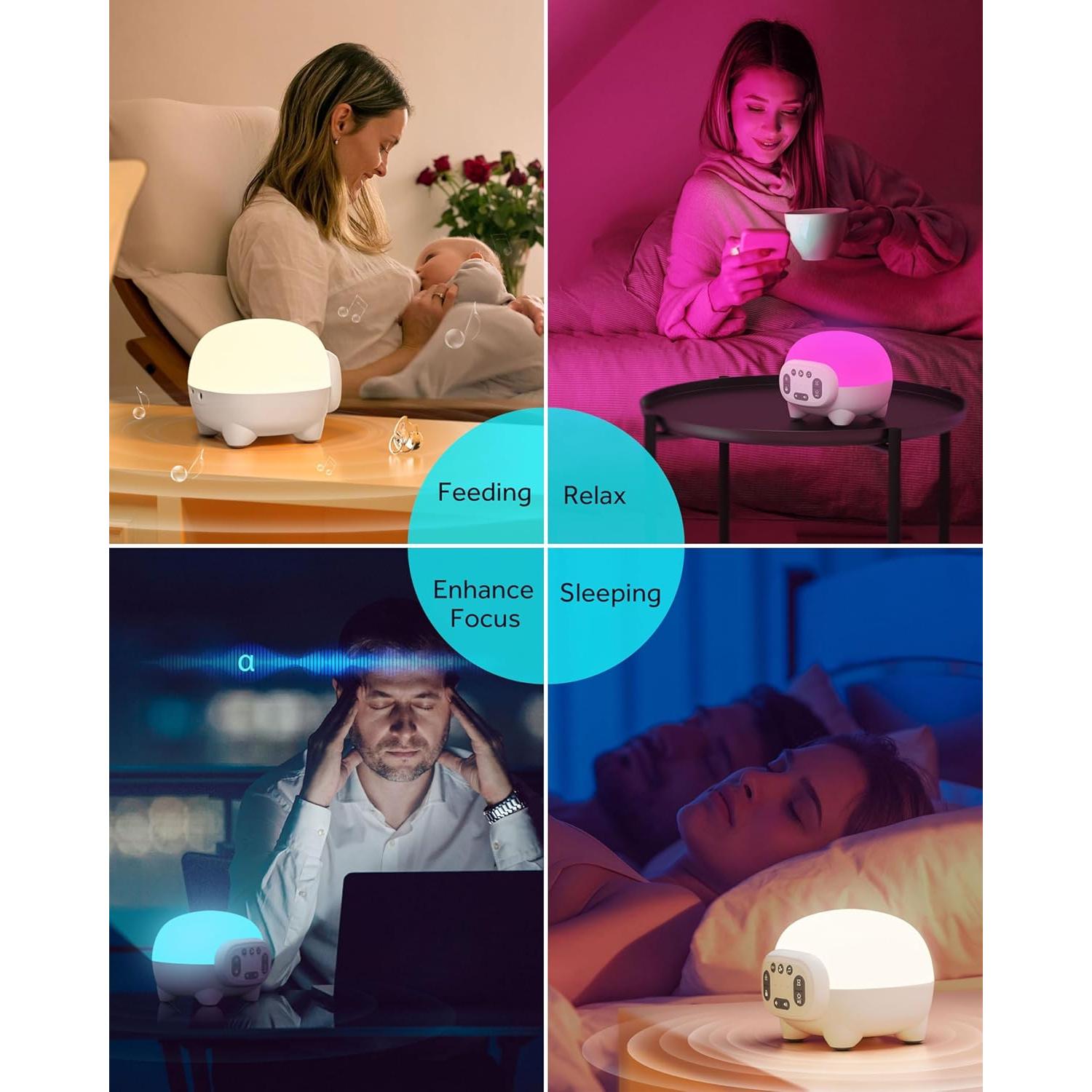 Máquina de Sonido KIOZZIK con Luz Nocturna 42 Sonidos 12x12 cm