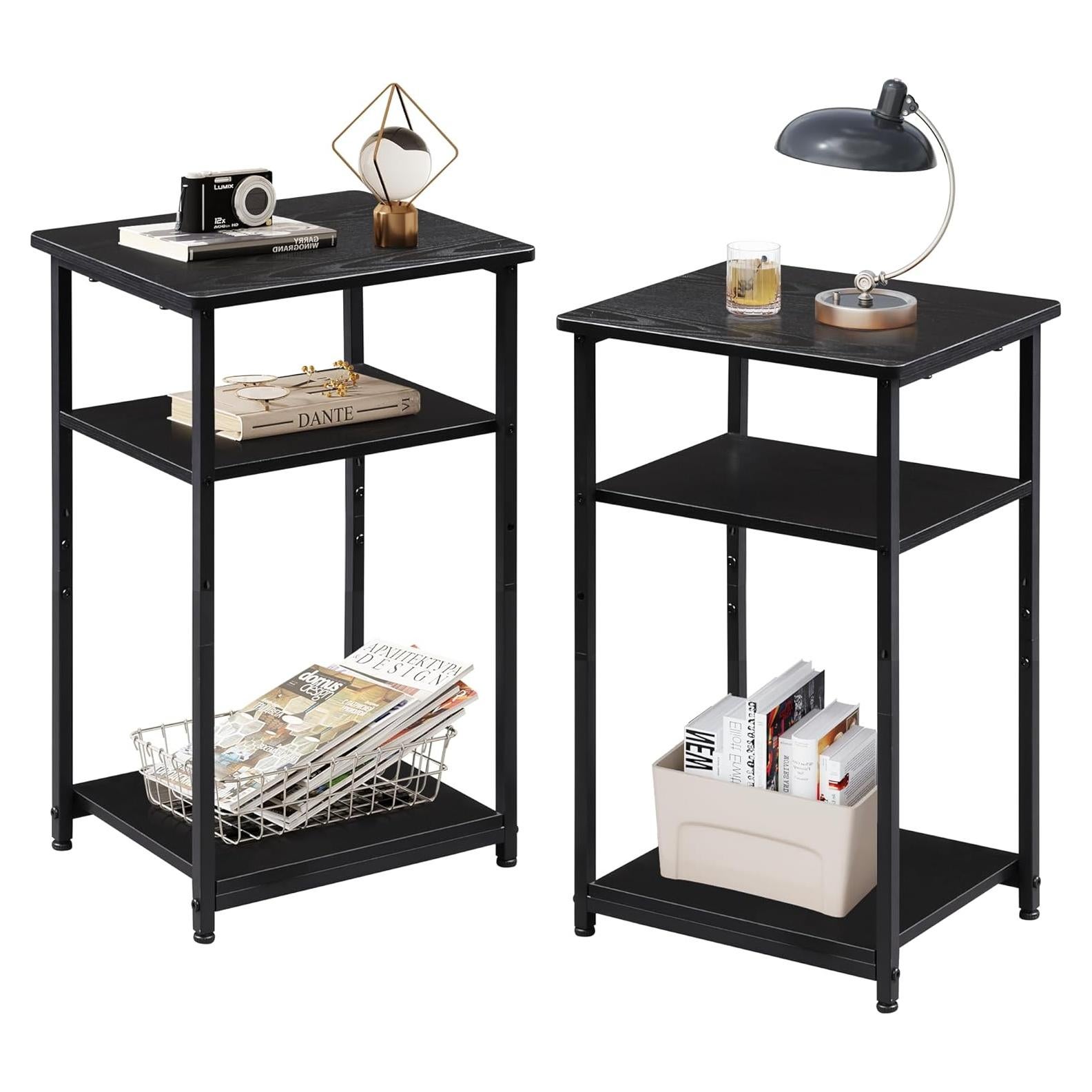 Conjunto de Mesas Laterales WLIVE 3 Niveles Negro 2 Unidades