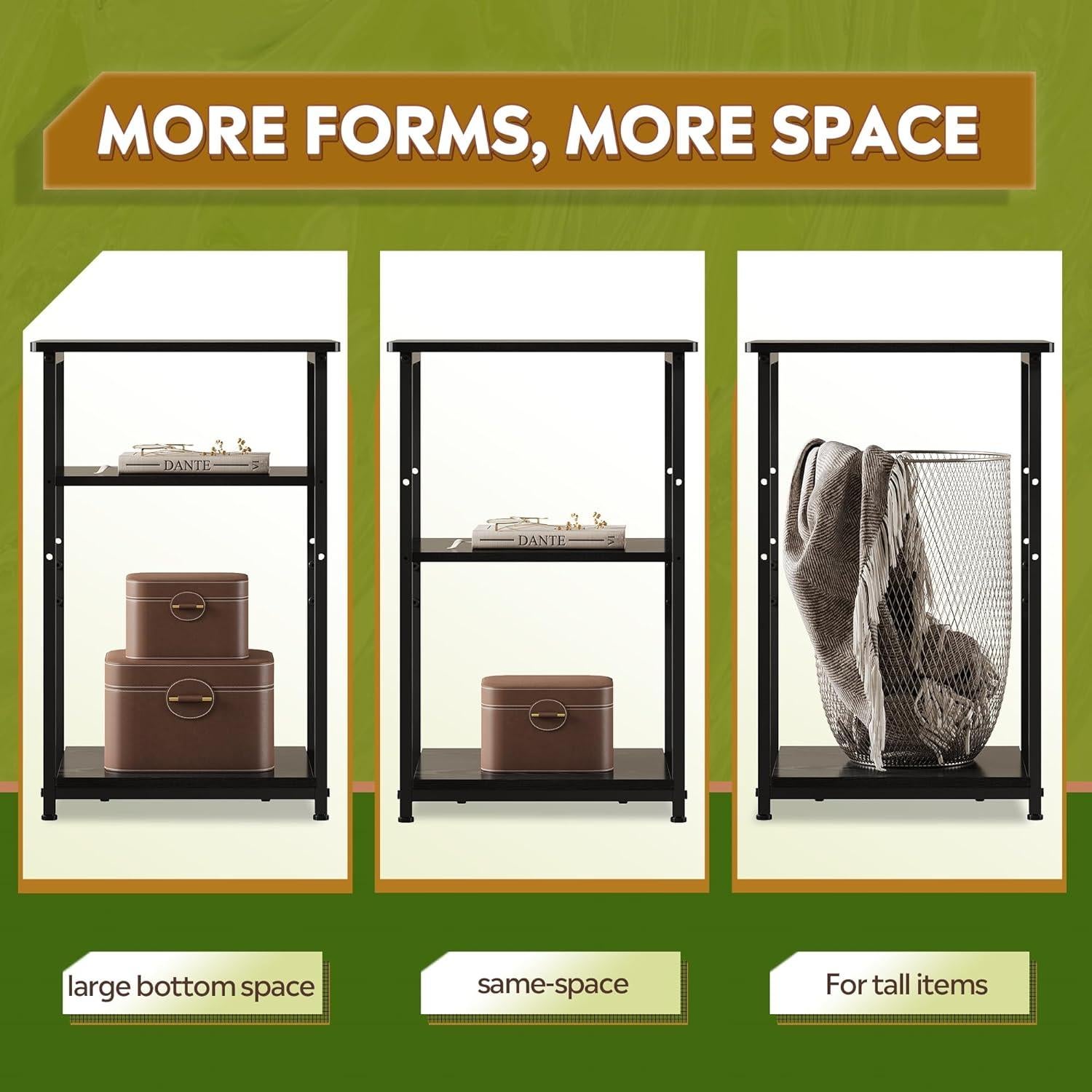 Conjunto de Mesas Laterales WLIVE 3 Niveles Negro 2 Unidades