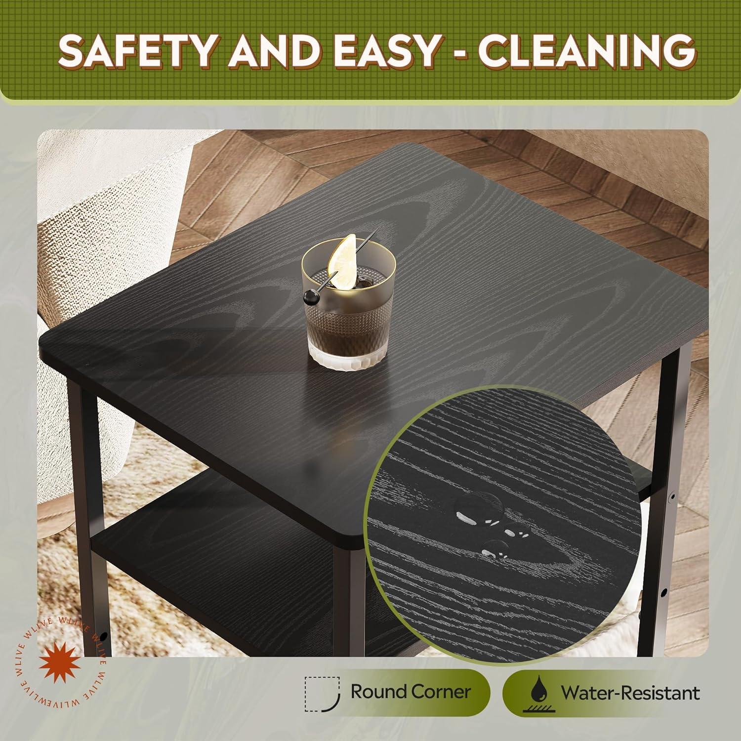 Conjunto de Mesas Laterales WLIVE 3 Niveles Negro 2 Unidades