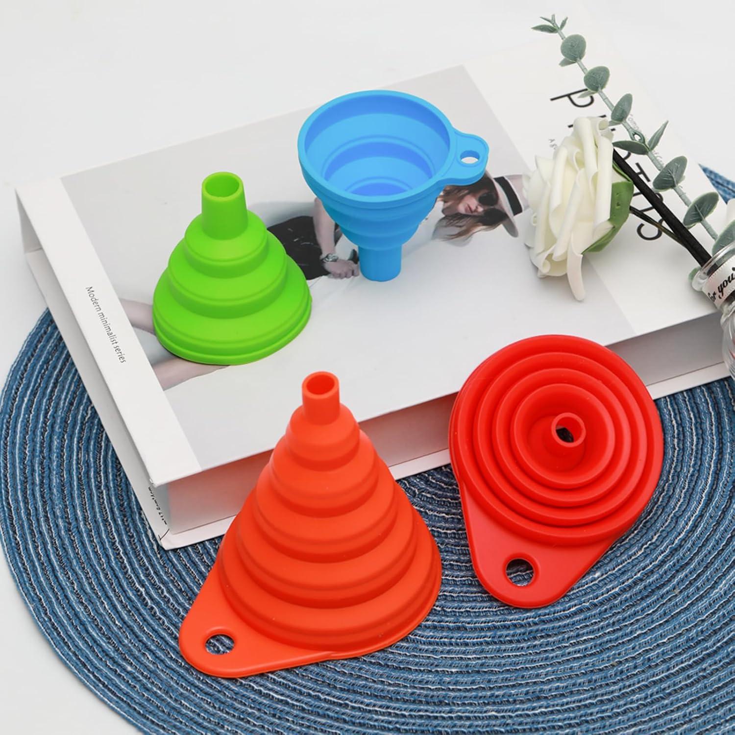 Embudo Plegable de Silicona Anphly 4 Piezas para Líquidos