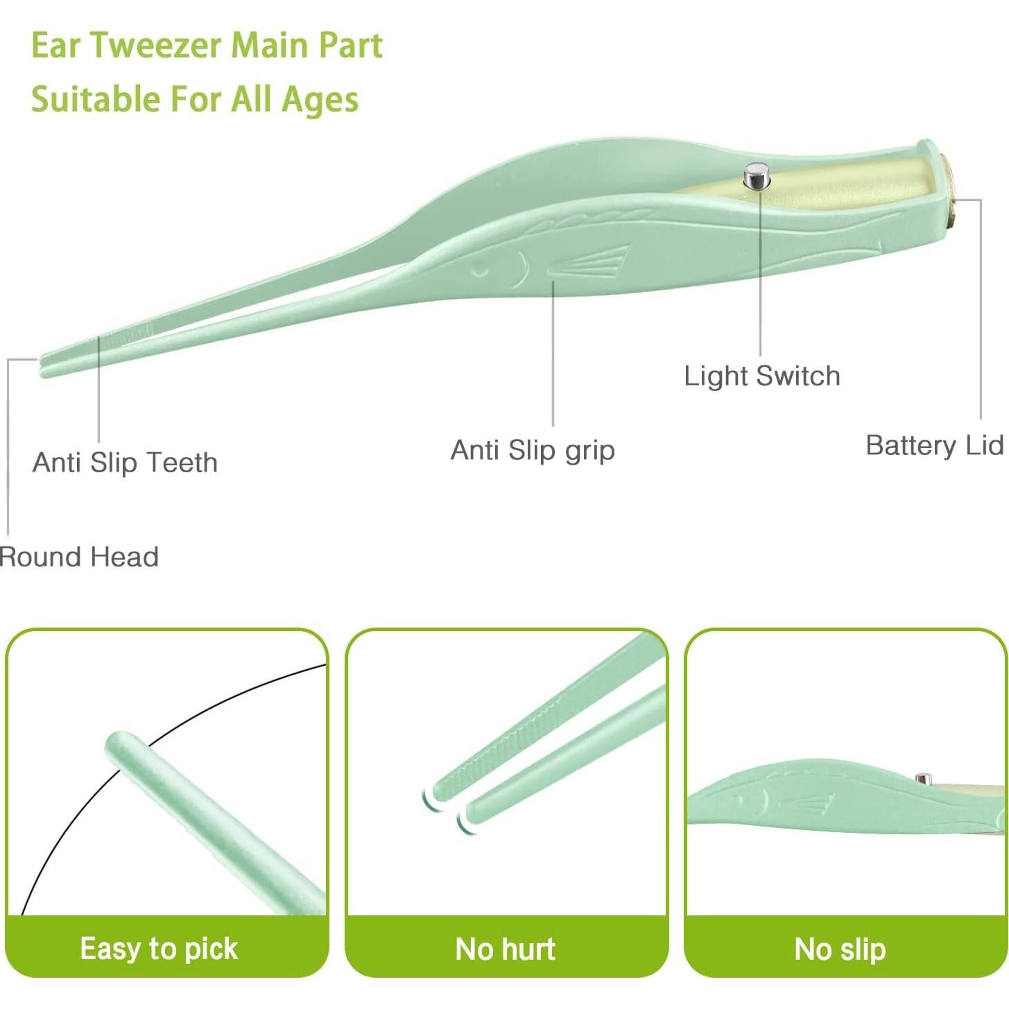 Kit de limpieza de oídos YESUNNY 4 piezas con luz LED