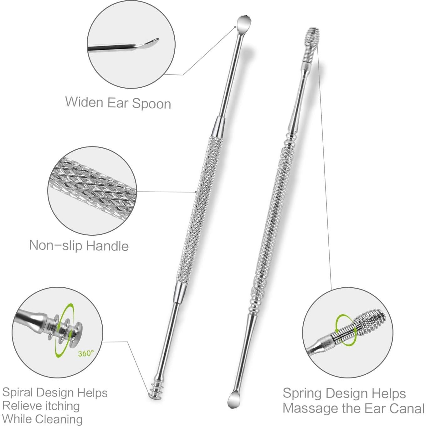 Kit de limpieza de oídos YESUNNY 4 piezas con luz LED