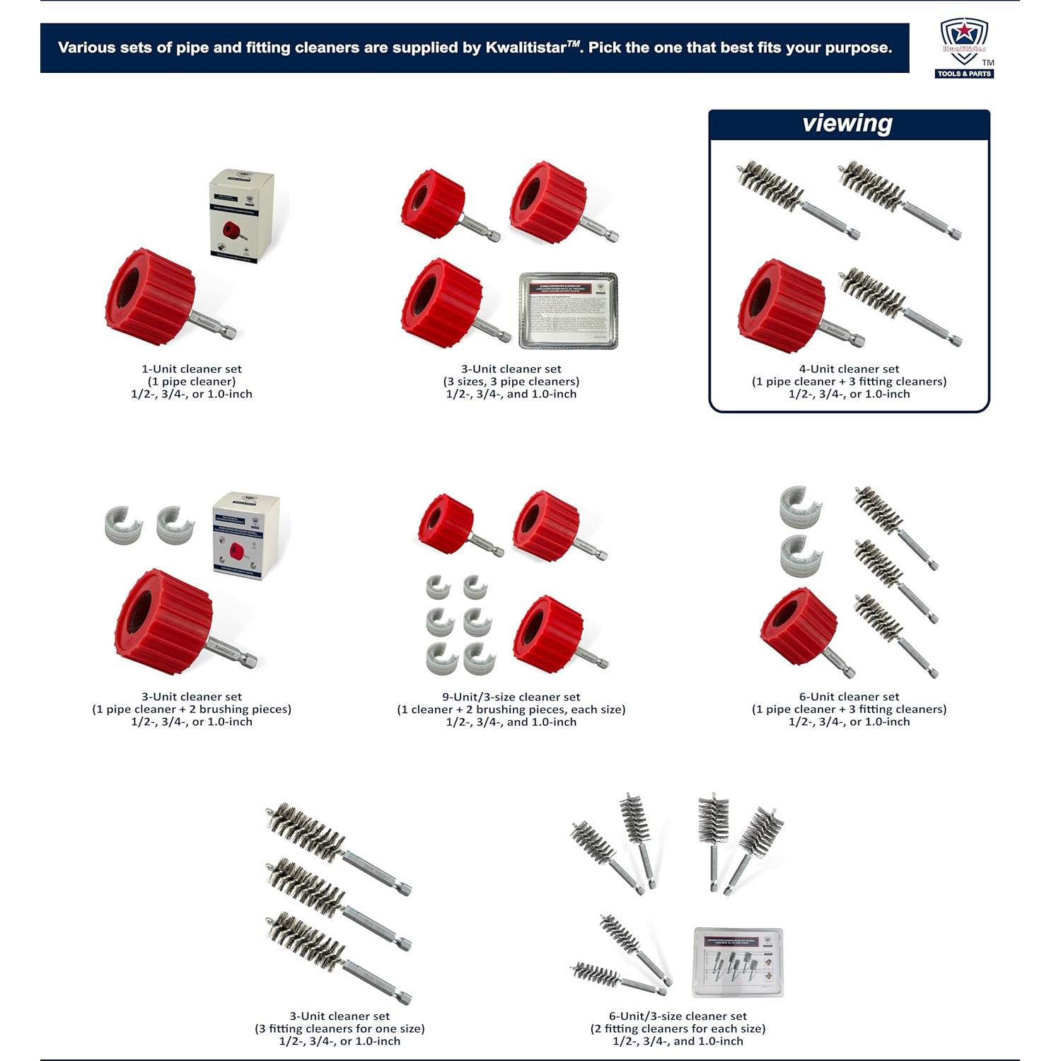 Juego de Limpiadores de Tubos de Cobre Kwalitistar 1/2" - 4PC