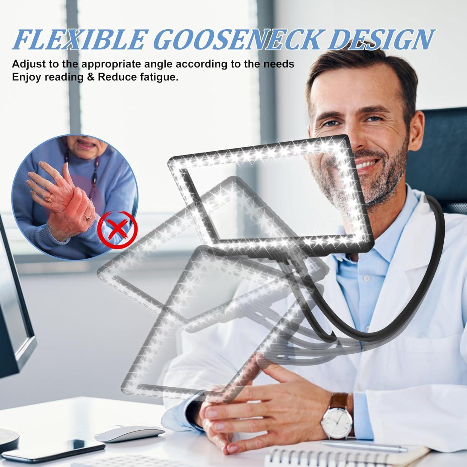 Lupa de Mano Libre Molebe 5X con Luz LED Ajustable 23.6x17.8 cm