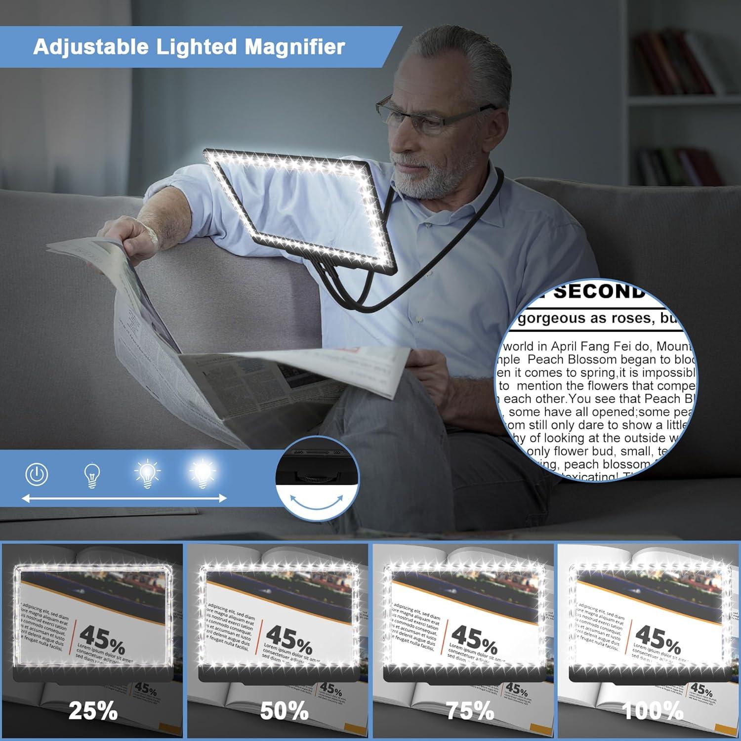 Lupa de Mano Libre Molebe 5X con Luz LED Ajustable 23.6x17.8 cm