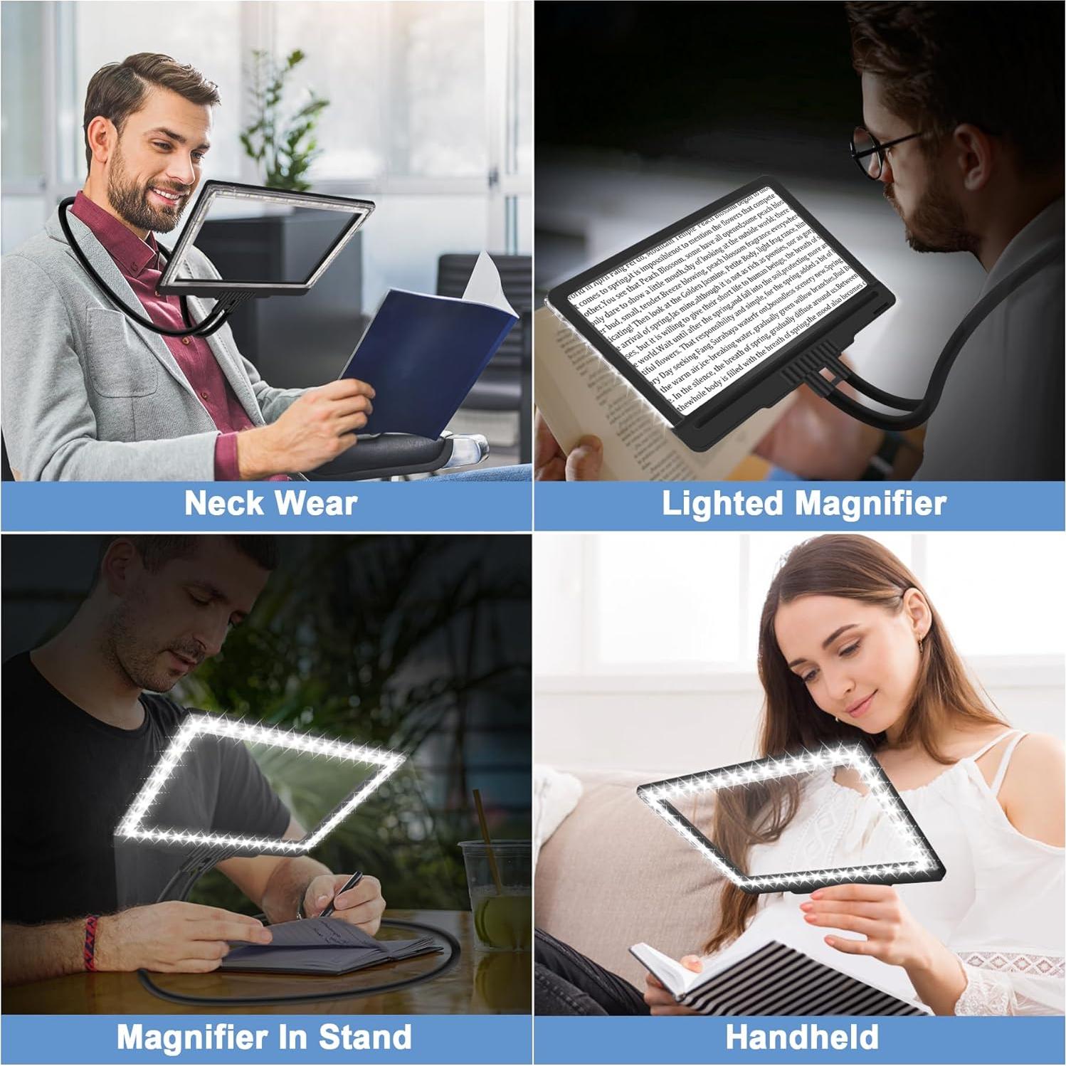 Lupa de Mano Libre Molebe 5X con Luz LED Ajustable 23.6x17.8 cm