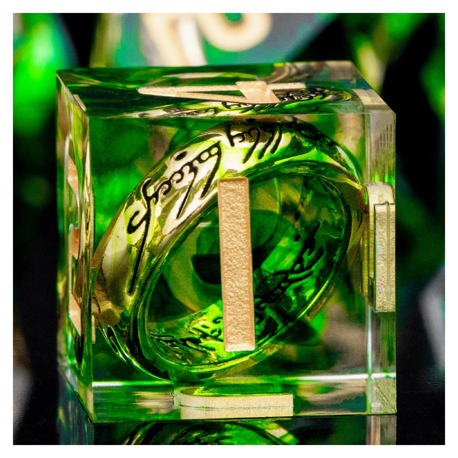 Juego de Dados Poliedricos D&D ORIFANTOU Verde 7 Piezas